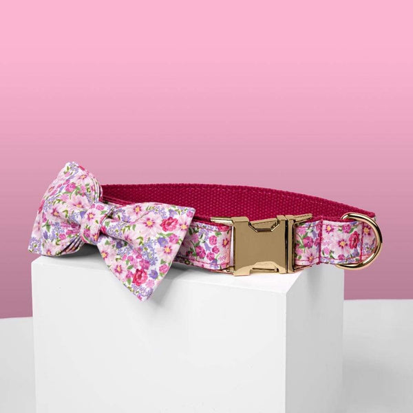 Pink dog collar with bow hotsell